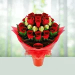 Send 10 Red Roses Flowers Bouquet with Ferroro Rocher Gift Online in India