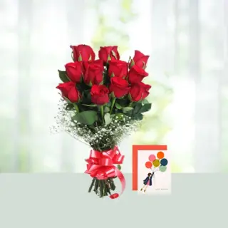Send Flowers Bouquet 10 Red Roses Gift Online in India