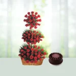 Send 100 Red Roses Flowers Bouquet with 1Kg Chocolate Cake Gift Online in India