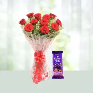 Send Flowers Bouquet 10 Red Roses Gift Online in India
