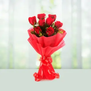 Send Flowers Bouquet 8 Red Roses Gift Online in India