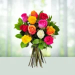 Send Flowers Bouquet 12 Mix Roses Gift Online in India