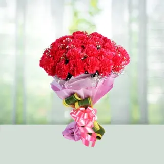 Send Flowers Bouquet 12 Red Carnations Gift Online in India