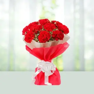 Send Flowers Bouquet 8 Red Carnations Gift Online in India