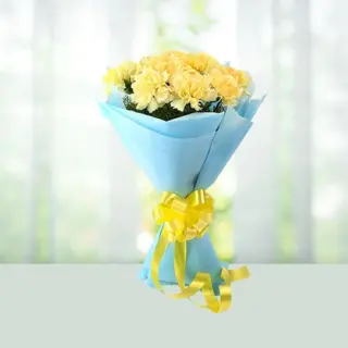 Send Flowers Bouquet 8 Yellow Carnations Gift Online in India