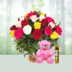 12-mix-color-roses-ferrero-roche-chocolates-flowershopindia