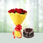 12-red-roses-half-kg-black-forest-cake-flowershopindia