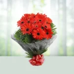 Send Flowers Bouquet 12 Red Colour Gerberas Gift Online in India