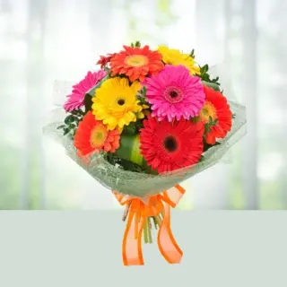 Send Flowers Bouquet 12 Mix Colour Gerberas Gift Online in India