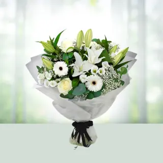 Send Flowers Bouquet 15 White Colour Seasonal Flower Gift Online in India