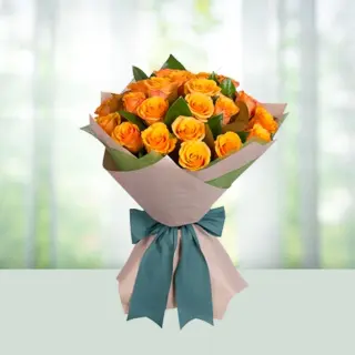 Send Flowers Bouquet 24 Orange Roses Gift Online in India
