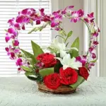 Send Flowers Basket Orchids Asiatic Lily Red Roses Gift Online in India Send Flowers Basket Orchids Asiatic Lily Red Roses Gift Online in India