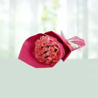 Send Flowers Bouquet 24 Baby Pink Roses Gift Online in India