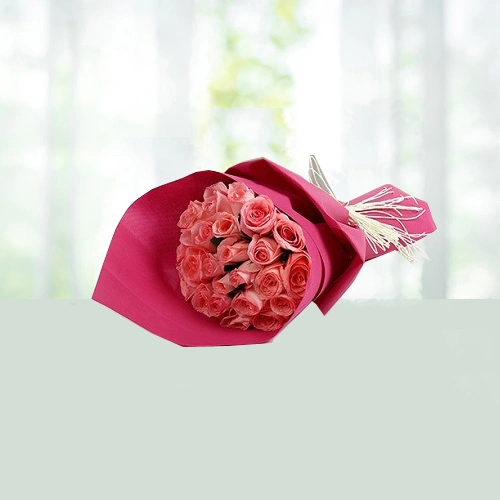 Send Flowers Bouquet 24 Baby Pink Roses Gift Online in India