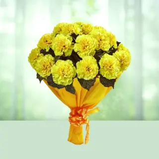 Send Flowers Bouquet 12 Yellow Carnations Gift Online in India