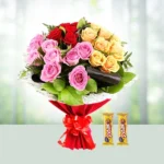 Send 24 Mixed Roses Flowers Bouquetswith Five Star Chocolates Gift Online in India