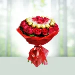 Send 24 Red Roses Flowers Bouquet with Ferroro Rocher Gift Online in India