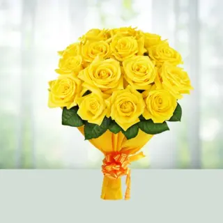 Send Flowers Bouquet 12 Yellow Roses Gift Online in India