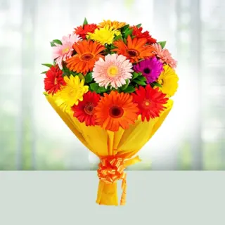Send Flowers Bouquet 12 Mix Gerberas Gift Online in India