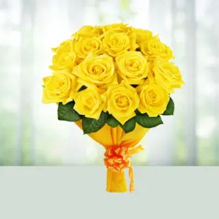 Send Flowers Bouquet 12 Yellow Roses Gift Online in India