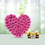 40-pink-roses-heart-shaped-ferrero-rocher-chocolates-flowershopindia