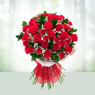 Send Flowers Bouquet 50 Red Roses Gift Online in India