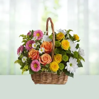 Send Flowers Basket 15 Mix Flowers Gift Online in India