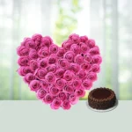 50-pink-roses-half-kg-black-forest-cake-flowershopindia