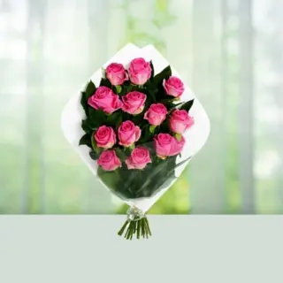 Send Flowers Bouquet 12 Pink Colour Roses Gift Online in India