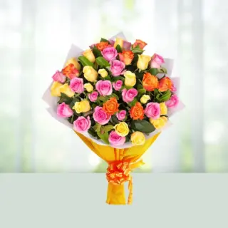 Send Flowers Bouquet 60 Mix Roses Bouquet Gift Online in India