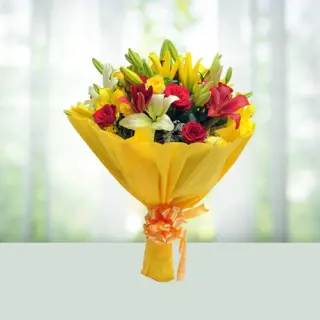Send Flowers Bouquet 24 Mix Assorted Seasonal Flowers Gift Online in India