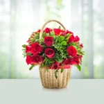 Send Flowers Basket 16 Red Roses Gift Online in India