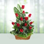 Send Flowers Basket 15 Red Rose Gift Online in India