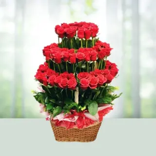 Send Flowers Basket 12 Red Roses Gift Online in India