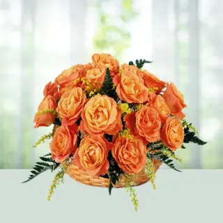Send Flowers Basket 20 Orange Roses Gift Online in India