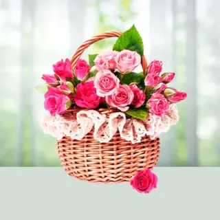 Send Flowers Basket 30 Pink Roses Gift Online in India