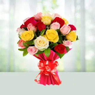 Send Flowers Bouquet 10 Mix Roses Gift Online in India
