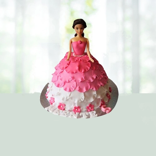 white-n-pink-doll-cake-flowershopindia